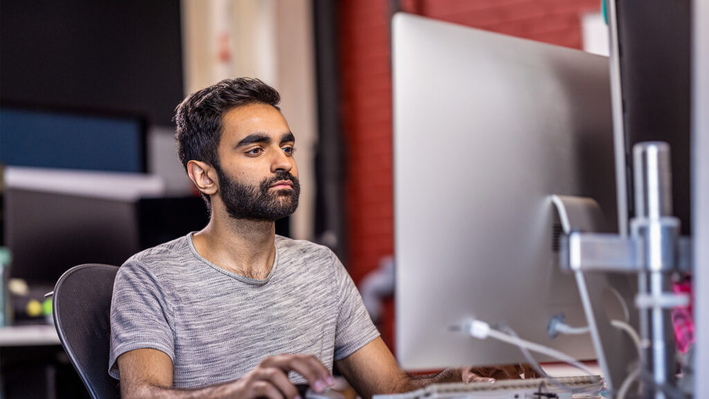 Man using computer for Civil 3D Introduction course